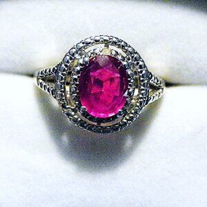 Niassa Ruby & dia halo ring (1.92 cts) sz 7